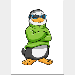 Penguin with sunglasses and sweater Posters and Art